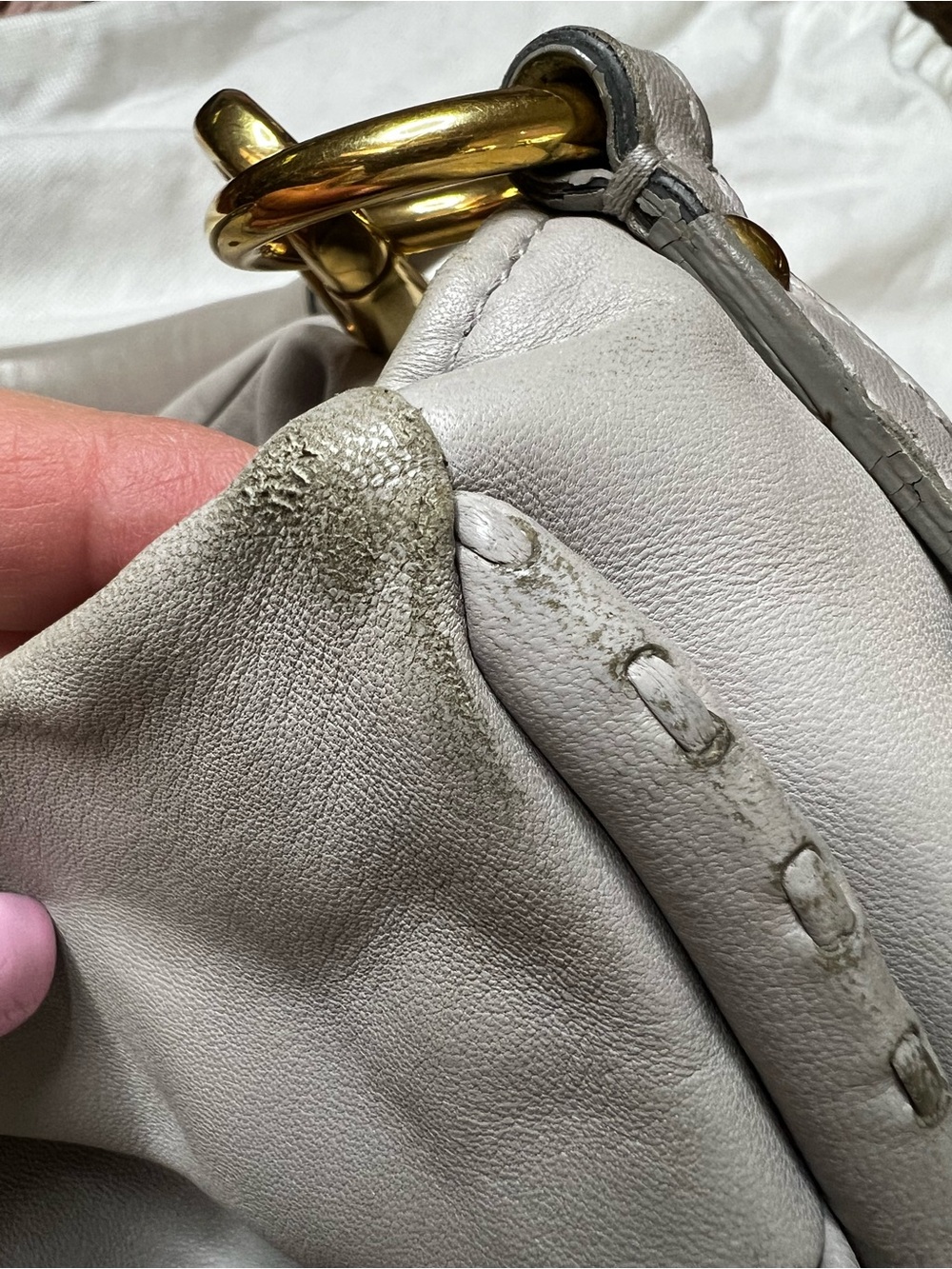CHRISTIAN DIOR LIBERTINE HOBO PEARL GRAY PLEATED LAMBSKIN LEATHER - Picture 14 of 16
